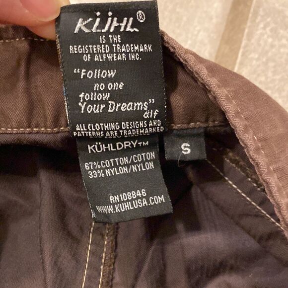 Kühl Capri Dry Casual Hiking Outdoor Brown Chino Small Hem Slit Drawstring Waist - Picture 7 of 8